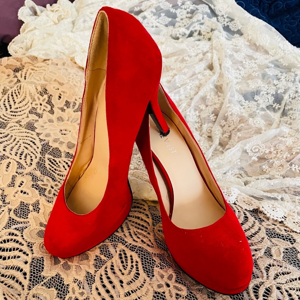 Suede red shoes